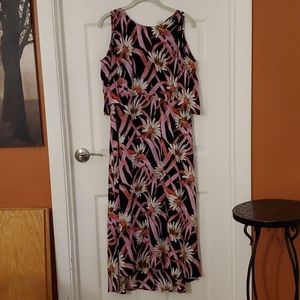 Pink and black floral maxi dress